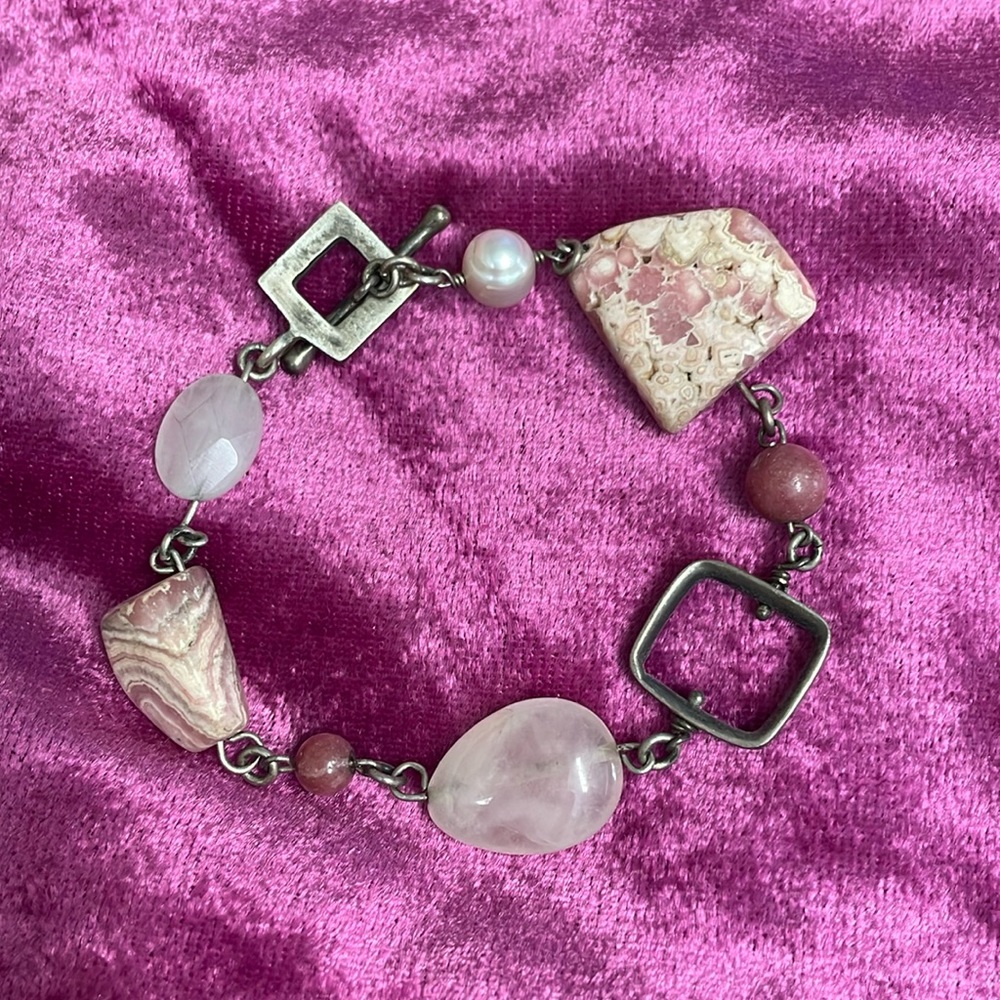 Genuine stone sterling bracelet